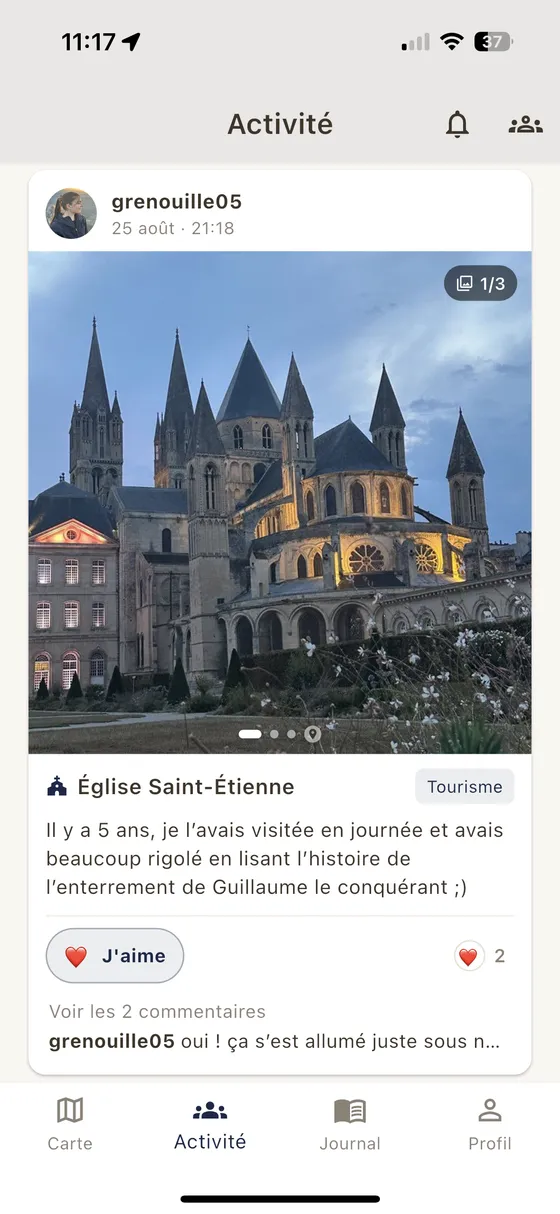 Dans Lumen, la visite d'une amie à l'église Saint-Étienne de Caen : photo, note personnelle, réactions et commentaires